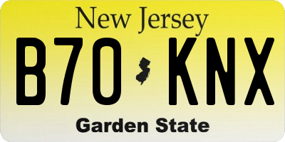 NJ license plate B70KNX