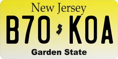 NJ license plate B70KOA
