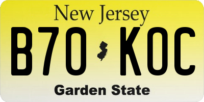NJ license plate B70KOC
