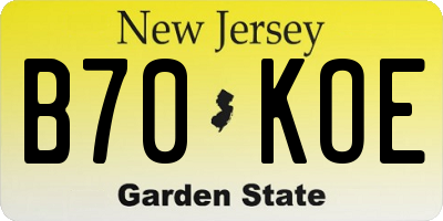 NJ license plate B70KOE