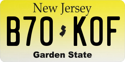 NJ license plate B70KOF