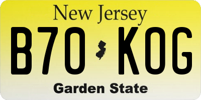 NJ license plate B70KOG