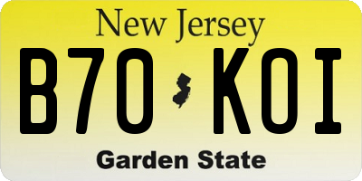 NJ license plate B70KOI