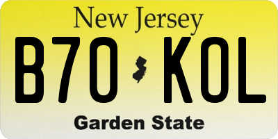 NJ license plate B70KOL