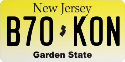 NJ license plate B70KON