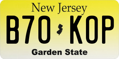 NJ license plate B70KOP