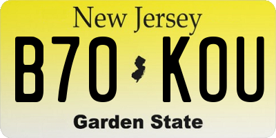 NJ license plate B70KOU