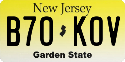 NJ license plate B70KOV