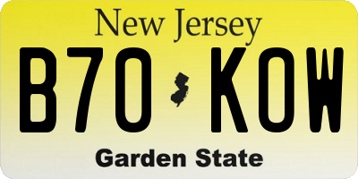 NJ license plate B70KOW