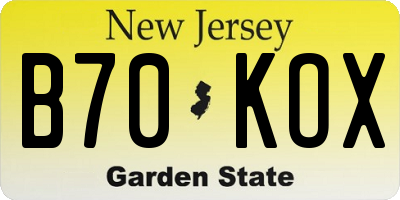 NJ license plate B70KOX