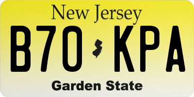 NJ license plate B70KPA