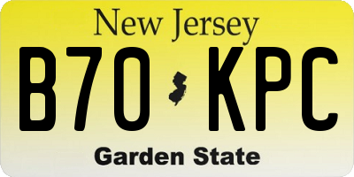 NJ license plate B70KPC