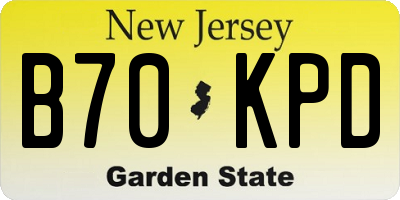 NJ license plate B70KPD
