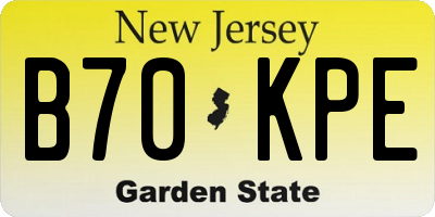 NJ license plate B70KPE
