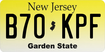 NJ license plate B70KPF