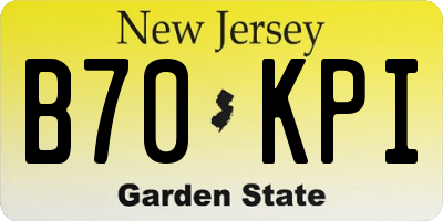 NJ license plate B70KPI