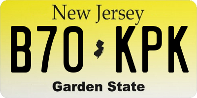 NJ license plate B70KPK