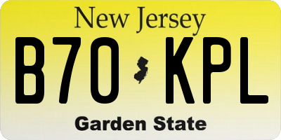 NJ license plate B70KPL