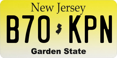NJ license plate B70KPN