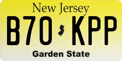 NJ license plate B70KPP