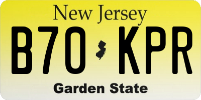 NJ license plate B70KPR