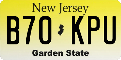 NJ license plate B70KPU