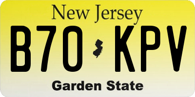 NJ license plate B70KPV