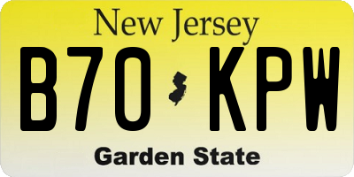 NJ license plate B70KPW