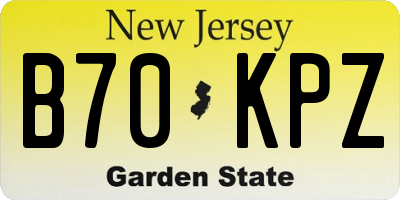 NJ license plate B70KPZ