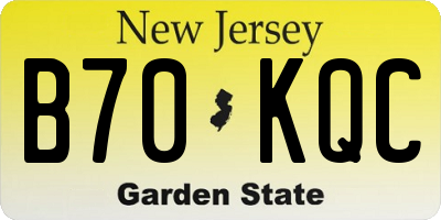 NJ license plate B70KQC