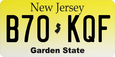 NJ license plate B70KQF