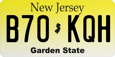 NJ license plate B70KQH