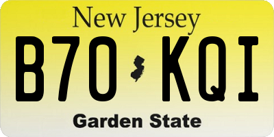 NJ license plate B70KQI