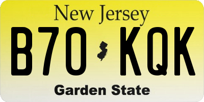 NJ license plate B70KQK