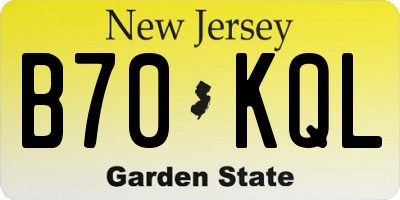 NJ license plate B70KQL
