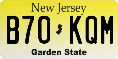 NJ license plate B70KQM