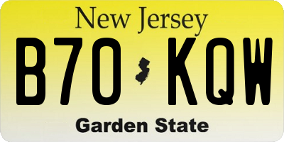 NJ license plate B70KQW