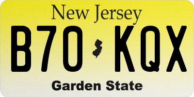 NJ license plate B70KQX