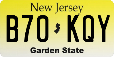 NJ license plate B70KQY