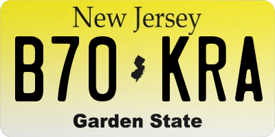 NJ license plate B70KRA
