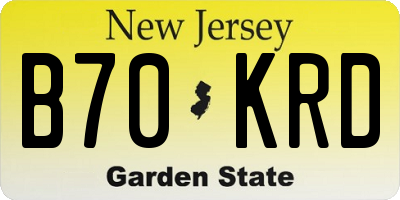 NJ license plate B70KRD