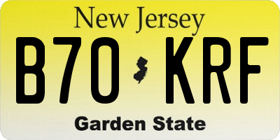 NJ license plate B70KRF