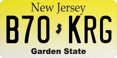 NJ license plate B70KRG