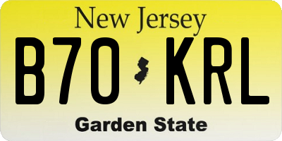 NJ license plate B70KRL