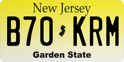 NJ license plate B70KRM