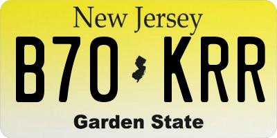NJ license plate B70KRR