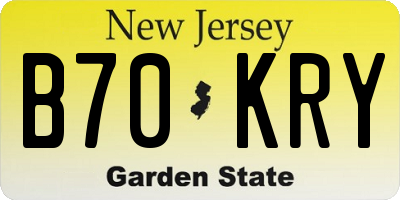 NJ license plate B70KRY