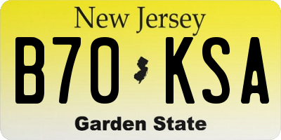 NJ license plate B70KSA