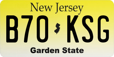 NJ license plate B70KSG