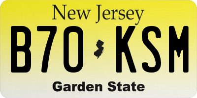 NJ license plate B70KSM
